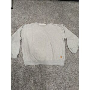 Vintage 90's Y2K Carhartt Embroidered Grey Crewneck Pullover Sweatshirt Size 2XL
